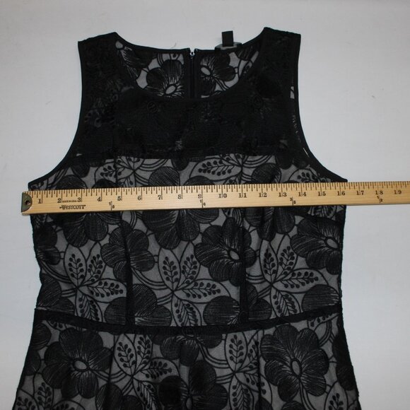 Ann Taylor Dress Sz 4 Black Grey Floral Lined Zip Nylon Polyester Dress - Picture 13 of 16